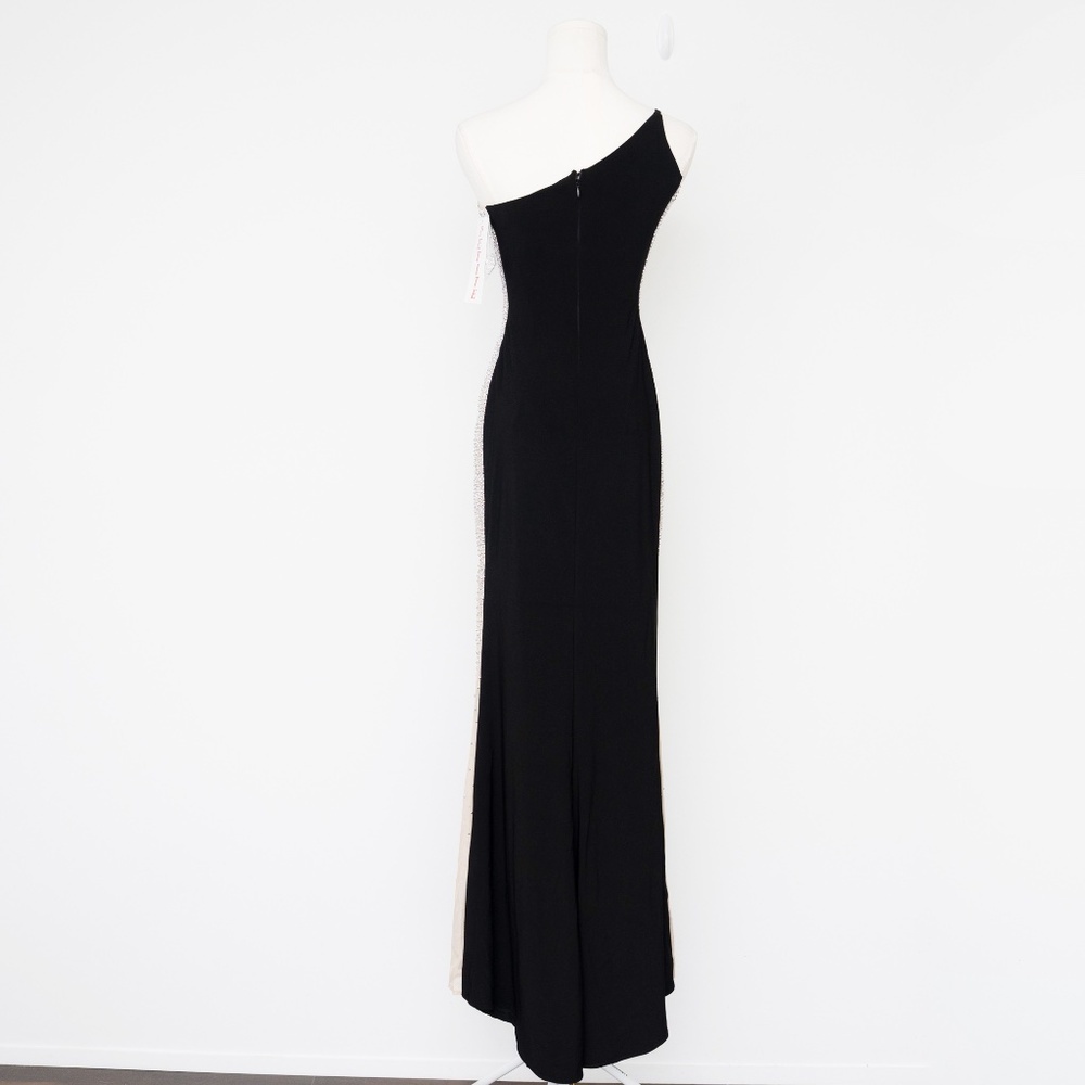 Xscape‎ -Petite Beaded Colorblocked One-Shoulder Gown - Picture 3 of 10